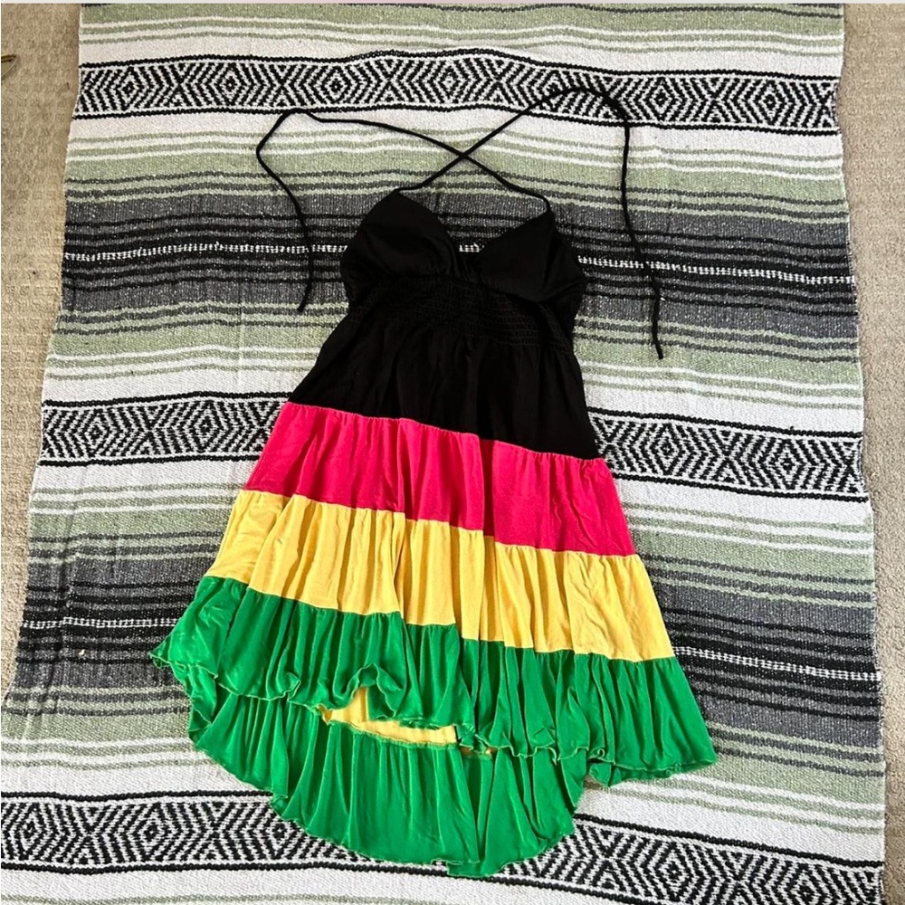 Vintage Y2K forever 21 tiered multicolor halter dress